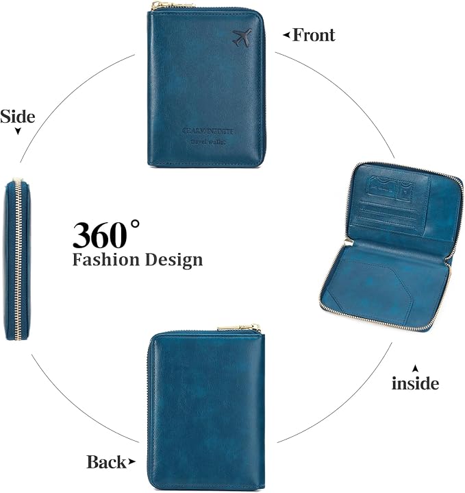 Travel Passport Wallet RFID Blocking Passport Holder-Women and Men with Zippered Ladies Passport Cover