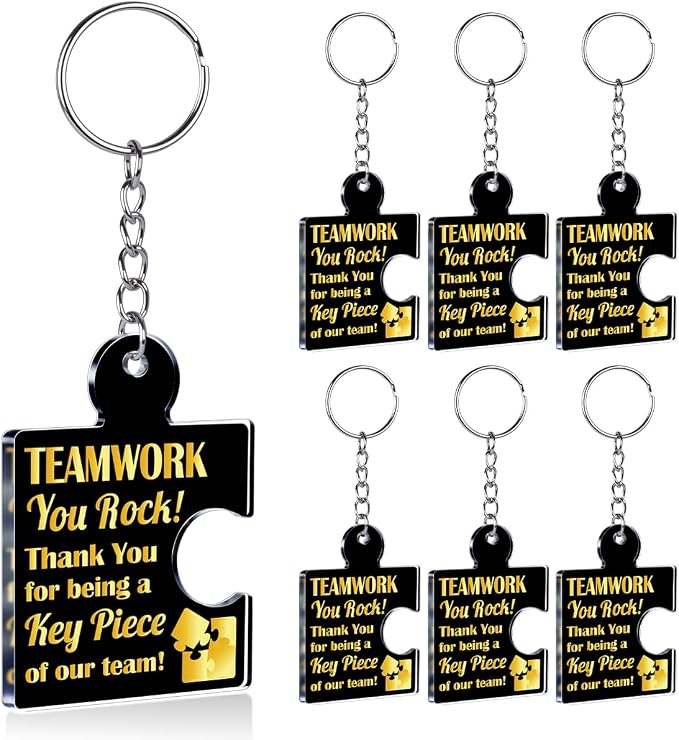 Team Appreciation Gifts Bulk Thank You Keychains for Coworkers | Gift Set for Employee, Staff, Teachers, Teamwork Puzzle Piece Keyring, Acrylic