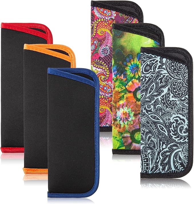TRIUMPH VISION 3 Pack Reading Glasses Pouch Soft Case Eyeglass Sleeve Slim | Alternative to Bulky Case in bag, Lightweight Lined Padded Protect Optical lens Slip in, Cute Pattern Portable for Daily Use