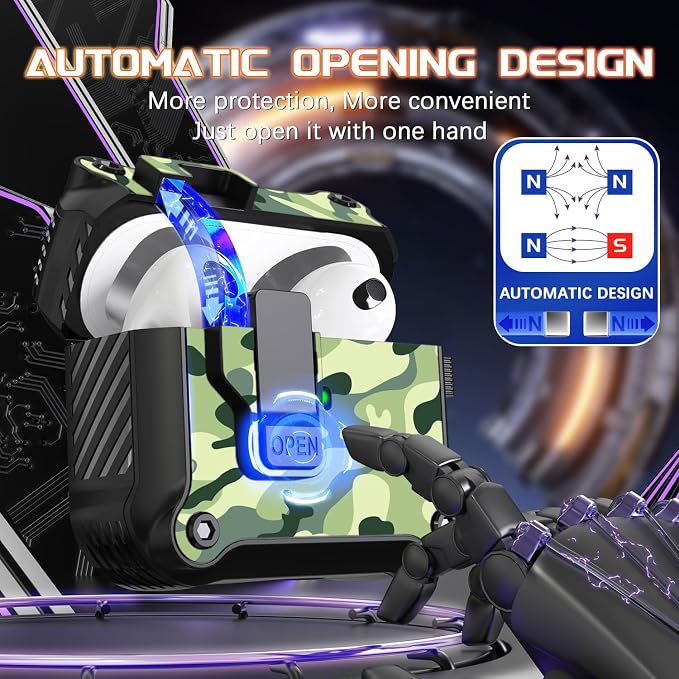 for AirPods 3 Case Cover with Lock Magnetic Lid, Rain Camo | Compatible with Apple AirPods 3rd Generation (2019) Case with Cleaner Kit & Carabiner, Powerful Drop Protection
