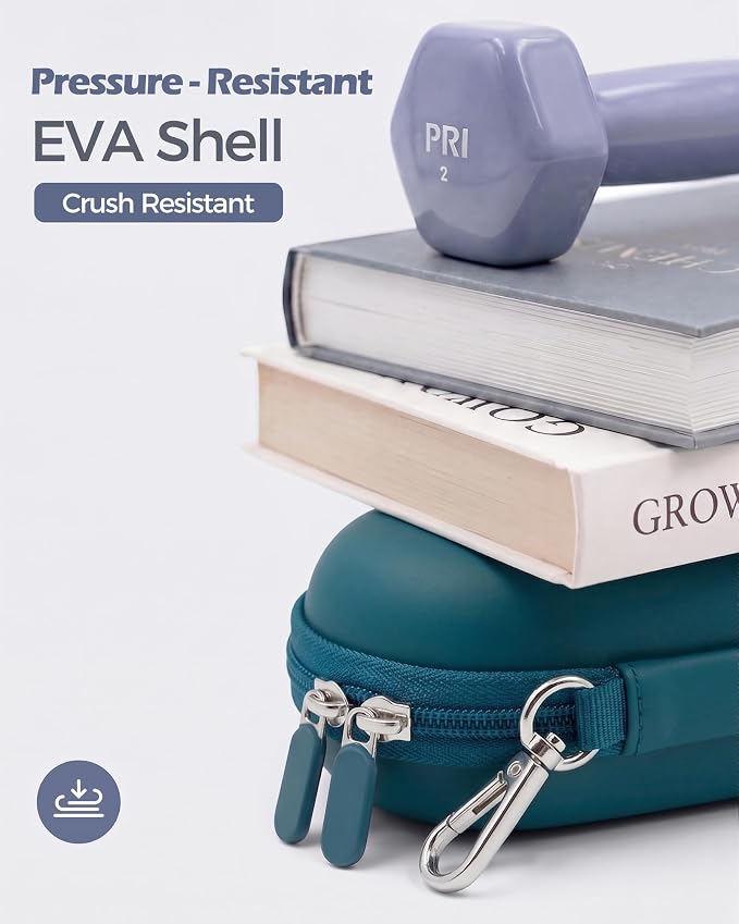 ProCase Hard Double Sunglasses Glasses Case for Men Women -Caribbeanblue | Hard EVA Shell Shockproof Dual Eyeglass Case with Metal Hook Velvet Lining, Travel Zipper Organizer for Couple Gifts