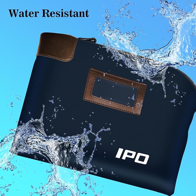 Waterproof Cash Bag with Lock and 2 Keys, 11 x 8.6 Inches, Canvas Documents Bag, Money Bank Deposit Bag with Zipper, Durable Leatherette Money Cash Coin Check Wallet Pouch for Men & Women
