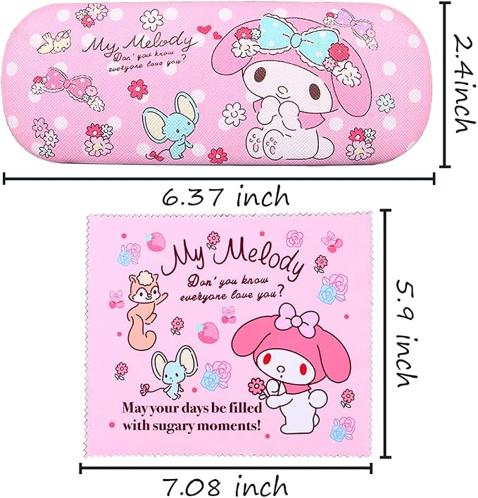 ADBGV Cute Stylish Hard Shell Eyeglasses Cases Protective Case Storage Box With Glasses Cloth Eyeglass Strap for Girl Teen