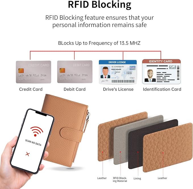 Passport wallet and Card Slot Combo RFID Blocking Leather Travel Passport Wallet for Men and Women with Zippered Coins Pocket Passport holder, Brown