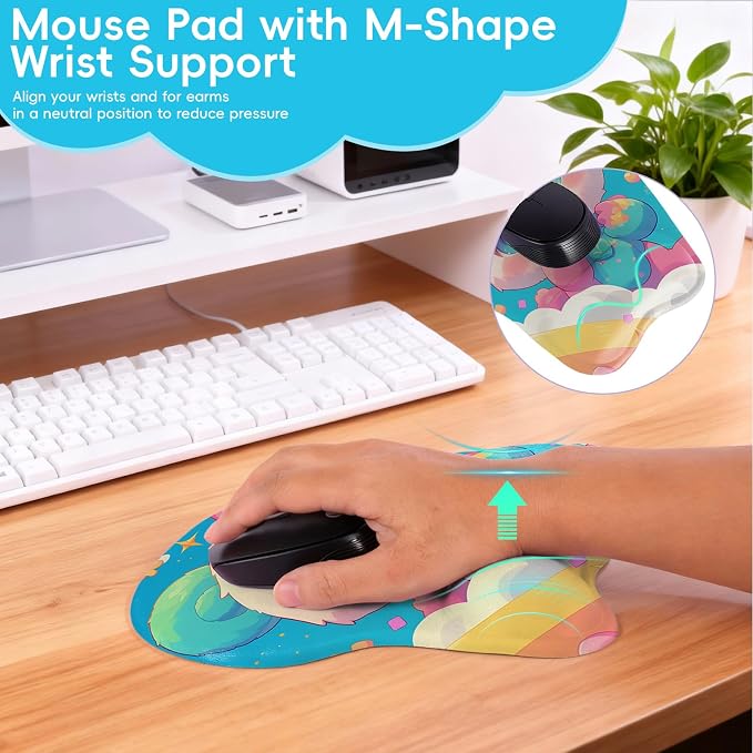 Upgrade Ergonomic Mouse Pad,Non Slip Mousepad Wrist Rest Support for Office, Computer, Laptop & Mac(B-Cute Bear)