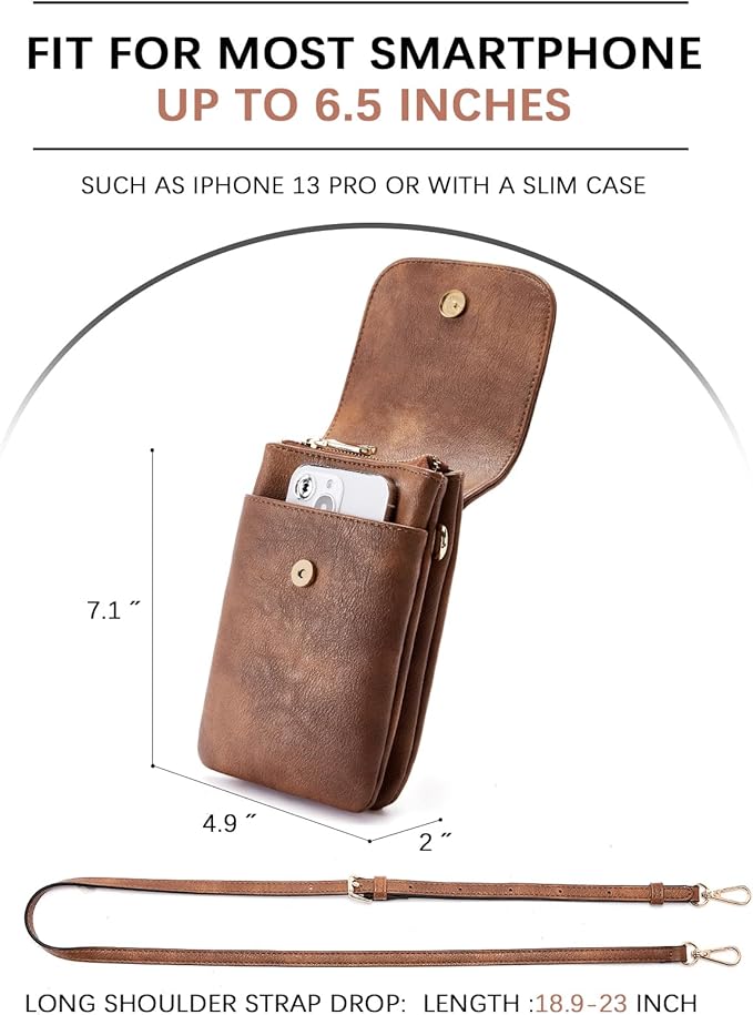 BOSTANTEN Small Crossbody Bag for Women Designer Cell Phone Purse | Vegan Leather, Multiple Pockets, Card Slots, Compact Size for Phone, Cards and Keys, Daily Travel Shopping Use