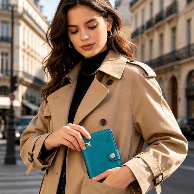 Passport Holder RFID Blocking Travel Wallet, Tea Green | Passport Cover with Multiple Card Slots, Water-Resistant & Easy-Carry, Must-Have Travel Accessory for Men & Women.
