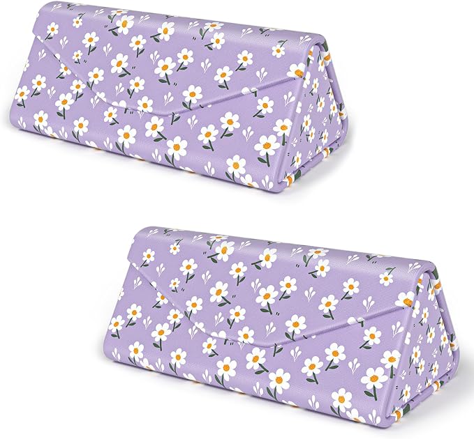 Sunglasses Case, Foldable Glasses Case, Magnetic PU Leather Hard Shell Folding Eyeglass Holder Box, Collapsible Unisex
