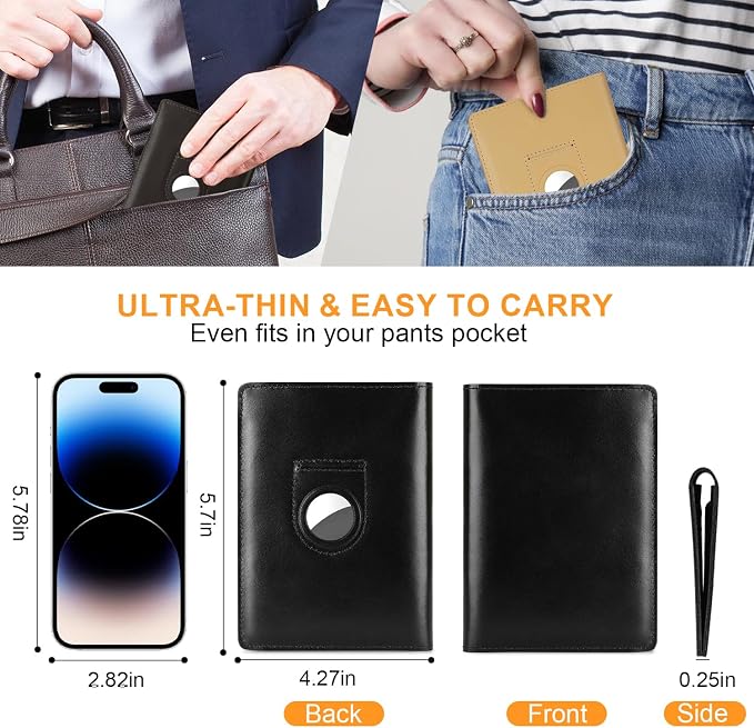 Full Grain Leather Passport Holder Cover for Men and Women Travel, Passport Wallet with AirTag Slot, Travel Must Haves Essentials Genuine Leather Passport Covers Gifts