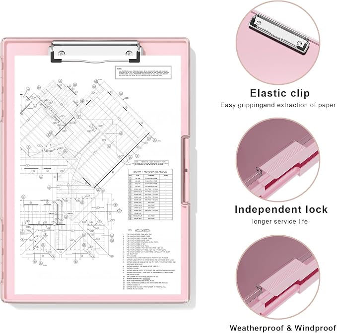 Hongri Clipboard with Storage, Pink 8.5 x 11 Clip Board, Dual Compartmen | Folder Nursing Side Opening, Heavy Duty Organization Box, Smooth Writing for Teachers, Classroom, Size 13.3 x 9.4 x 1.5 in