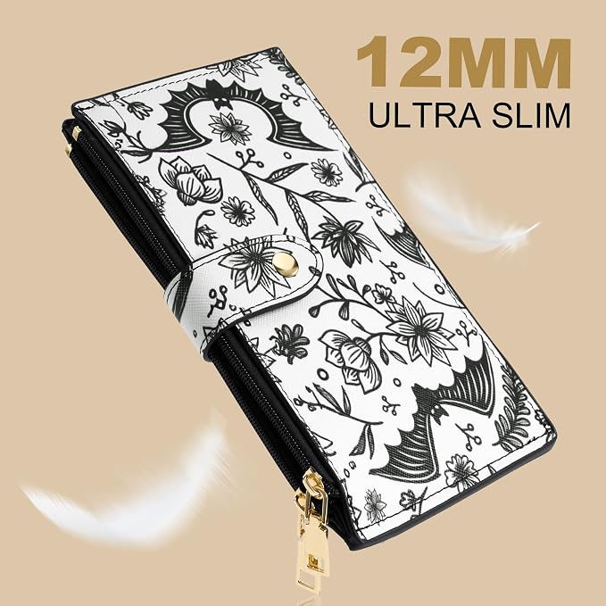 Travelambo RFID Wallet Women Large Size Bifold Multi Card Wallet Case with Zipper Pocke Credit Card Holder for Women