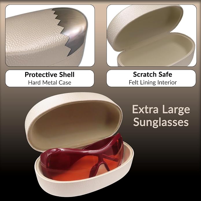 MyEyeglassCase - Large Sunglasses Case - Glasses Holder with Pouch & Cloth - Eyeglass Hard shell Medium - Extra Large frames