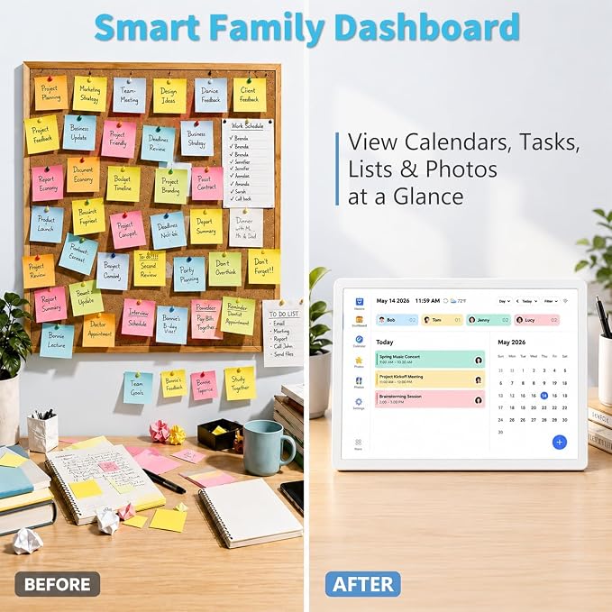 10 inch Digital Calendar Digital Picture Frame Electronic Calendar – Interactive Smart Family Planner, No Subscription, Chore Chart, Meal Planner, Star Reward, Sync Cal Via App, Gift for Mom Dad