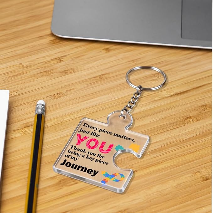 Team Appreciation Gifts Bulk Thank You Keychains for Coworkers | Gift Set for Employee, Staff, Teachers, Teamwork Puzzle Piece Keyring, Acrylic