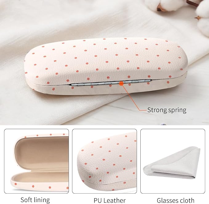 Glasses Case Hard Shell, Cute Sunglasses Case for Women Leather Protective Case for Eyeglass with Cleaning Cloth