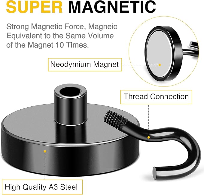 DIYMAG Magnetic Hooks, 170lbs 10pcs Cruise Cabin Essentials Heavy Duty Black