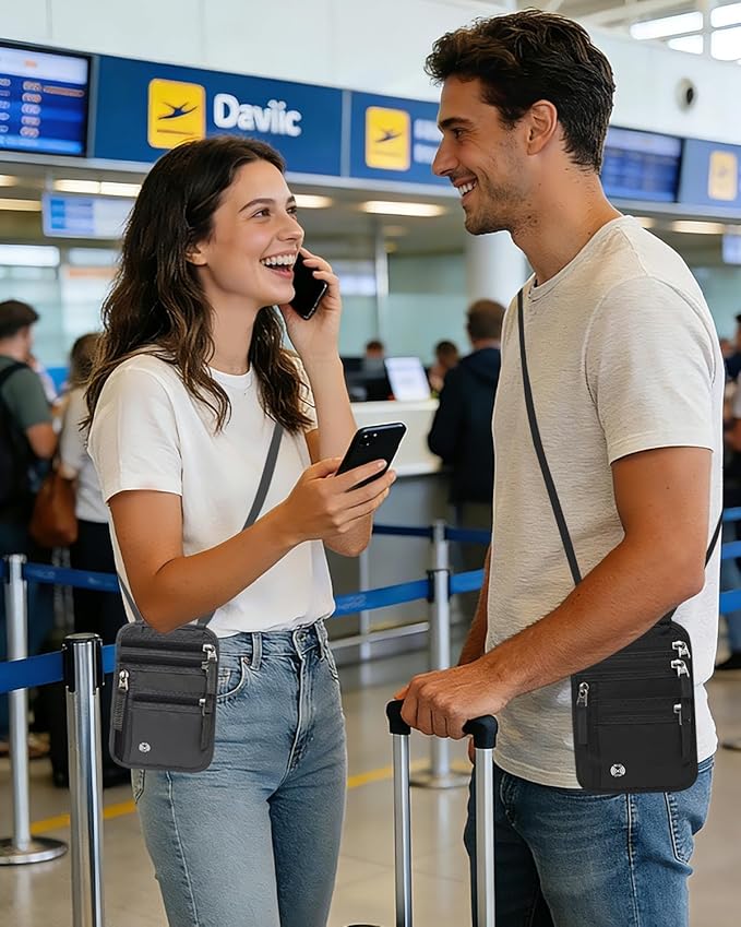 Sizobi Neck Wallet for Traveling Women Men, RFID Blocking Passport Holder | Nylon Travel Pouch, Family Travel Document Organizer, Passport Wallets, International Travel Must Haves Travel Accessories