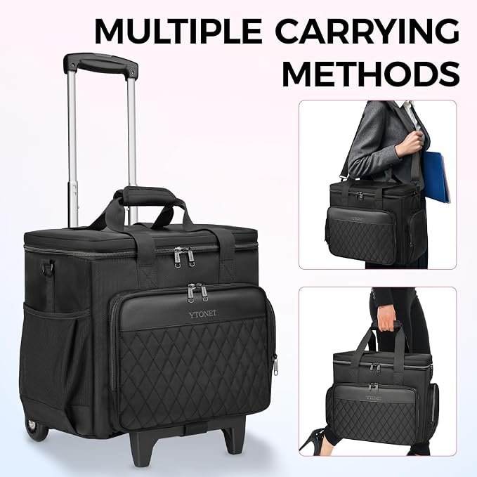 Ytonet X-Large Rolling Teacher Bag with Tote Bag, Rolling Cart for Teacher | Detachable Dolly, 17.3" Rolling Laptop Bag Women, Laptop Rolling Briefcase, Rolling Bag with Wheels, Teacher Supply Organizer