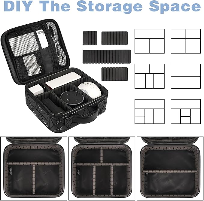 MATEIN Cord Organizer Case with Adjustable Divider, Large DJ Cable File Bag | DJ Equipment, Music Accessories, Double Layer, Shockproof, Portable, Cable Storage for Cord, Charger, Tech Accessories, Black