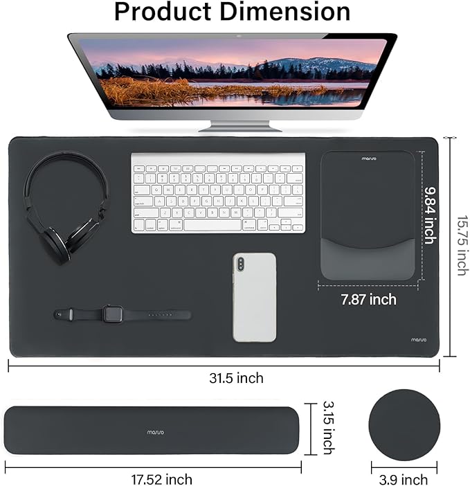 MOSISO Keyboard Mouse Pad Set, Large Gaming Mouse Pad&Keyboard Wrist Rest | Rectangular Mousepad with Wrist Rest&Coaster, Ergonomic Non-Slip&Easy Typing Pad with Curved Silicone Lining, Slate Gray