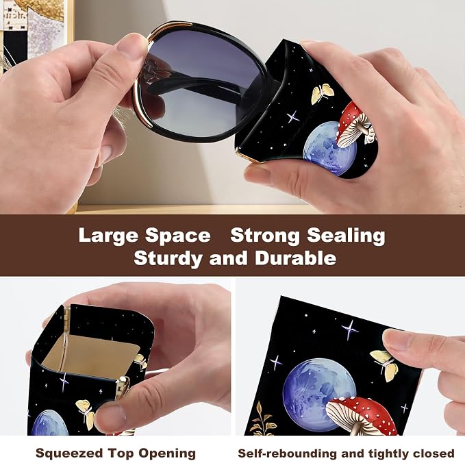 Anikathy 2Pcs Sunglass Eyeglass Glasses Case Soft PU Leather with Cleaning Cloth Cute Glasses Pouch Bag for Men Women Girs