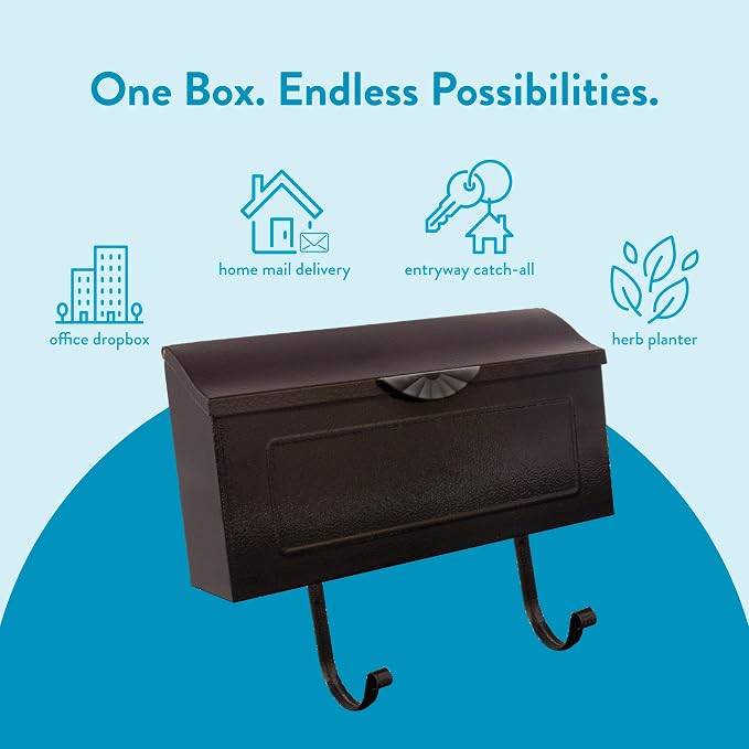 Architectural Mailboxes Amboy Steel Wall Mount Mailbox, Black, Medium | Galvanized steel build for outside with weather-resistant outdoor construction and a rust-resistant powder-coat finish.