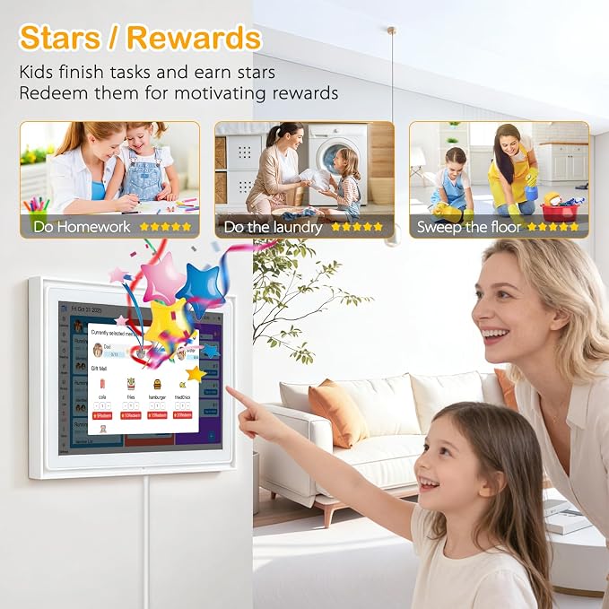 10.1-inch Digital Family Calendar, No Subscription, Video Call, Dual Mount | Calendar Sync, Chore Charts, Meal Planner, HD Photo Frame, Small Space Fit