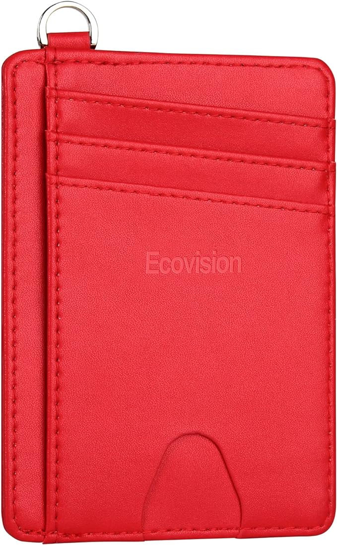 Slim Minimalist Front Pocket Wallet, RFID Blocking Credit Card Holder Wallet with Detachable D-Shackle for Men Women