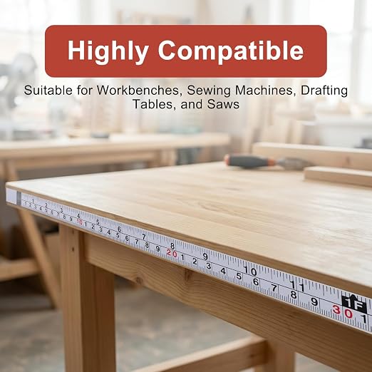 3 Pack Steel Self Adhesive Measuring Tape, Strong Adhesive, Cut to Length, High Visibility White Scale for Workbench, Sewing Machine and Drafting Table(2m)