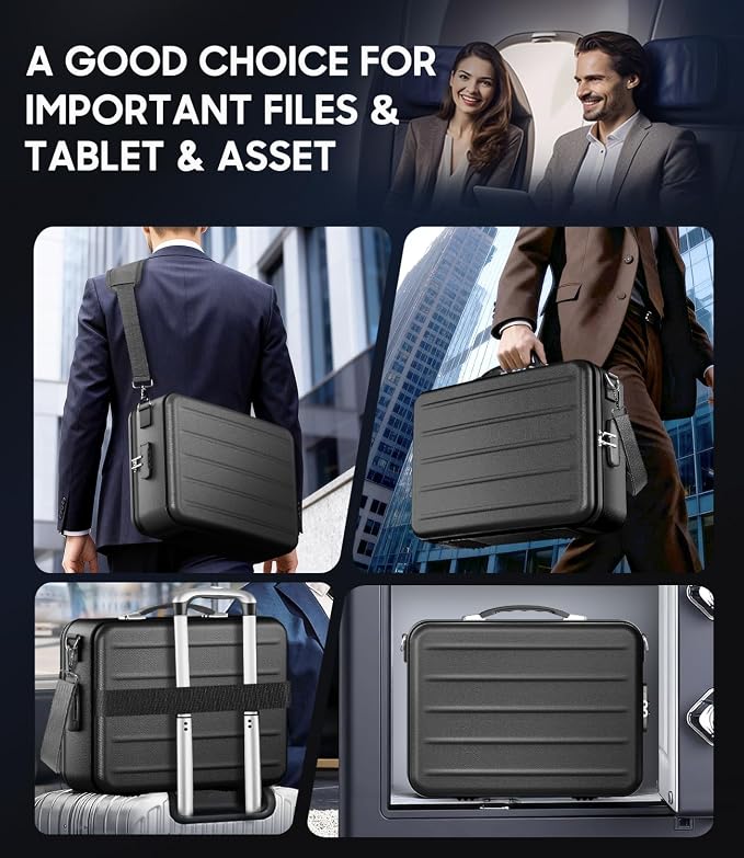 Fireproof Document Box with Lock, Hard-Shell Fireproof Safe Box | Fire proof Lock Box for Home Documents, Portable Travel Fire Proof File Box for Passport Laptop Certificates, Black
