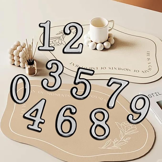 opasyo 30 Pieces Mailbox Numbers for Outside 2 inch 0-9 Self-Adhesive Mail Box Numbers,3D Gold House Numbers for Mailbox, Apartment, House, Trash Bins,Office Hotel Room (Silver, 2inch)