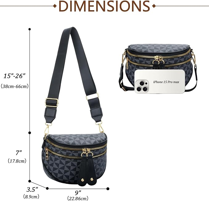 KKXIU Crossbody Bags for Women Vegan Leather Travel Bum Bag | Trendy Fanny Waist Pack | Shoulder Purse with Adjustable Strap