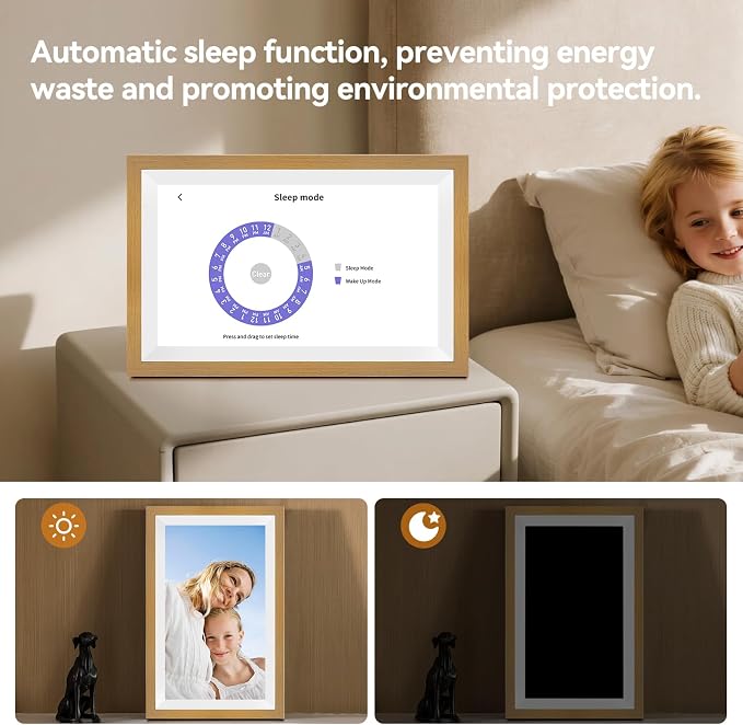 15.6 Inch Smart Digital Picture Frame with Wi-Fi 6, 64GB Storage, IPS Touch Screen, Auto-Rotation, Music Sync, Weather & Clock - Ideal Gift for Families
