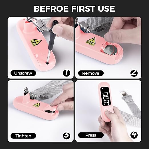 pack all Digital Luggage Scale for Travel, 110Lbs Capacity, 0.1Lb Precision | Handheld, Backlit LCD Display, Lb/Kg/Oz Conversion, Tare Function, Battery Included, Pink