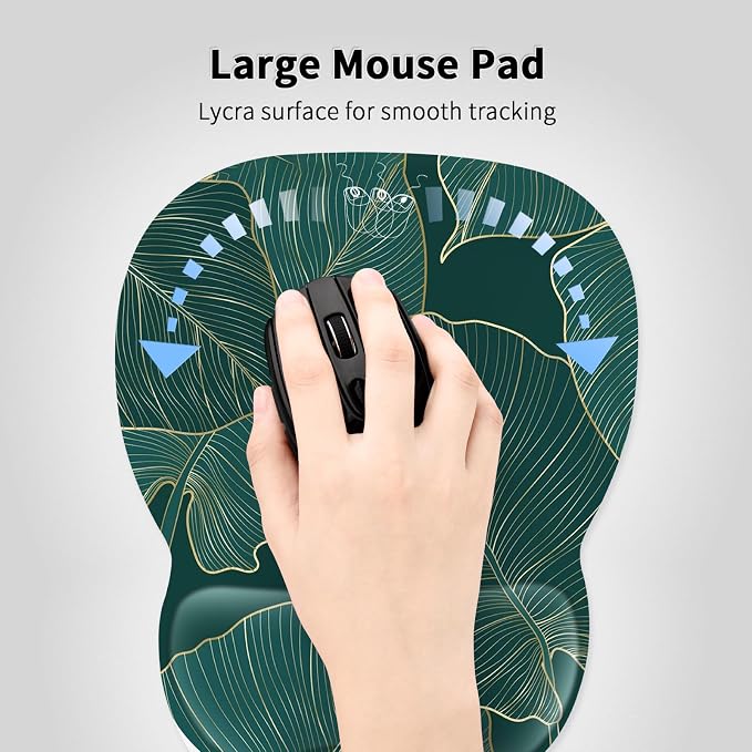 EooCoo Ergonomic Mouse Pad with Wrist Rest, Memory Foam Support Mousepad | Non-Slip Base for Computer, Cafe, Home & Office, 9.64 x 8.26 in Office Desk Accessories, Carpal Tunnel Relief