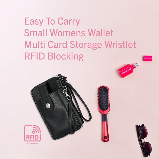 Mundi Jacqui RFID Crossbody Wallet for Women, Vegan Leather Small Travel Handbag with Phone Holder, Compact Organizer with Card Slots and Removable Strap, Vacation Purse in Iris