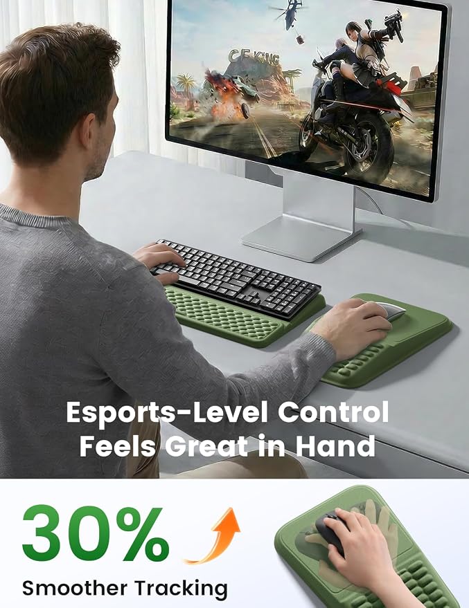 Vaydeer Keyboard Stand and Mouse Pad Set with Wrist Rest, Soft Memory Foam Wrist Support, Ergonomic Wrist Cushion for Desk, Relieves Carpal Tunnel Pain, Palm Hand Typing for Office, Gaming, Grey