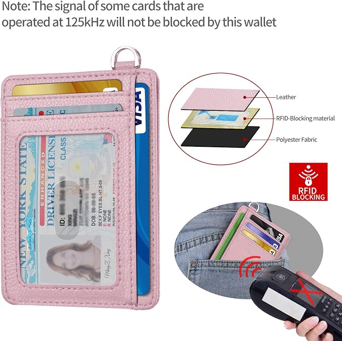Slim Minimalist Front Pocket Wallet, RFID Blocking Credit Card Holder Wallet with Detachable D-Shackle for Men Women