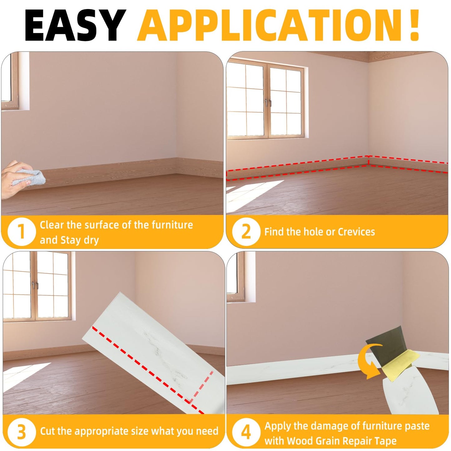 GSCIT Club Wood Grain Repair Tape, 24 inch X 15ft Self Adhesive Marble Grain Repair Patch for Tables, Chairs, Baseboards, Doors, Windows, Floors, Handicraft DIY.