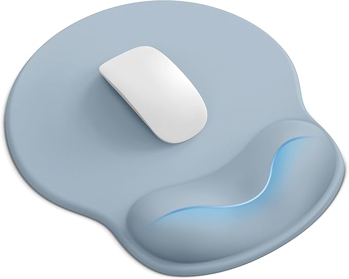 Mouse Pad with Wrist Rest for Desktop Large Ergonomic Mouse Mat(Light Blue) | 10.6''L x 9''W Size, Gel Wrist Support, Non-slip Base, Washable Surface, Laptop Mousepad