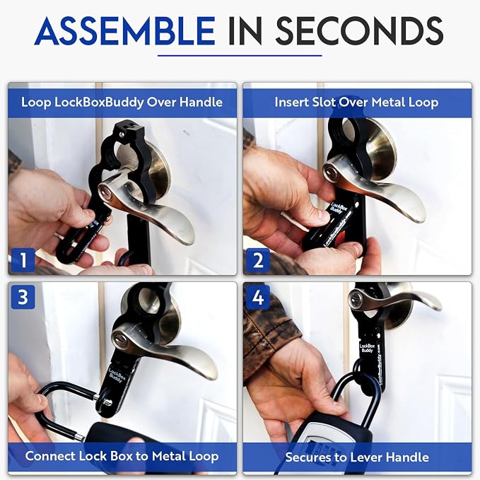 Fence Buddy - Secure Lock Box Attachment for Lever Handles - Realtors, Vacation Rentals and Real Estate Agent Supplies - Realtor Supplies for Key Lock Box for Keys with Code (1 Pack)