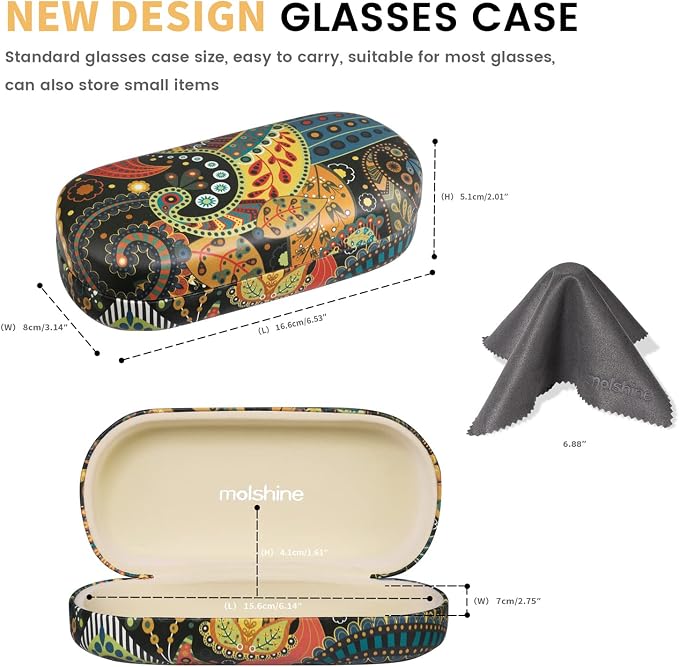 molshine Hard Shell Sunglasses Case,Classic Large Glasses Case for Women Men,Sunglass Eyeglasses