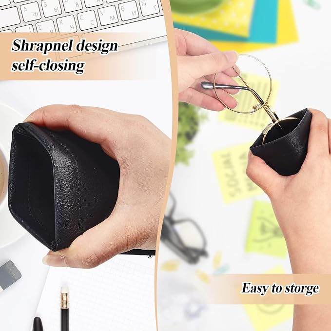 Xuhal 8 Pcs Leather Glasses Case Sunglasses Pouch Eyeglass Case Soft Squeeze Top Portable Travel Glasses Sleeve for Women Men