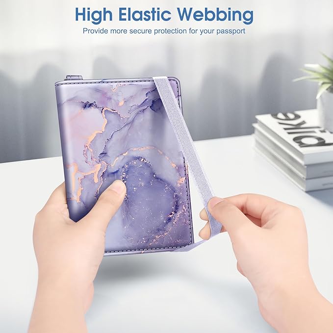 FINTIE Passport Holder with Airtag Holder, Slim Travel Wallet | RFID Blocking Passport Cover Protector Essentials with Credit Card Slots, Women/Men