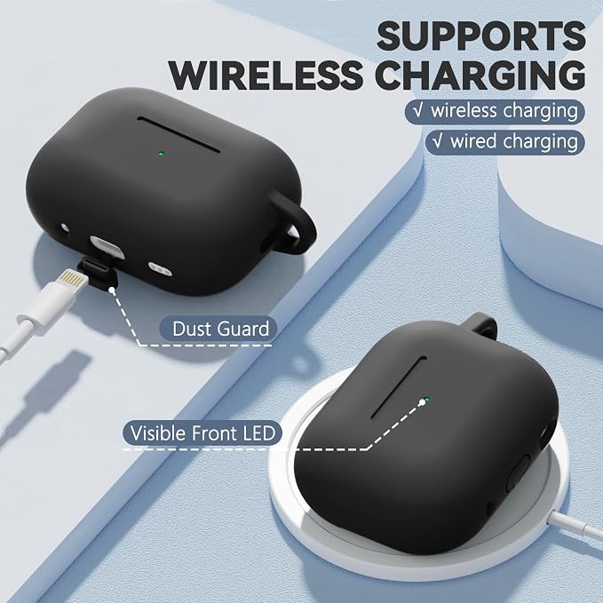Ljusmicker for AirPods Pro 3 Case 2025 with Cleaner Kit,Magnetic Black | Soft Silicone Protective Cover for Apple AirPod Pro 3rd Generation Case with Keychain for Women Men,Shockproof,Magnetic