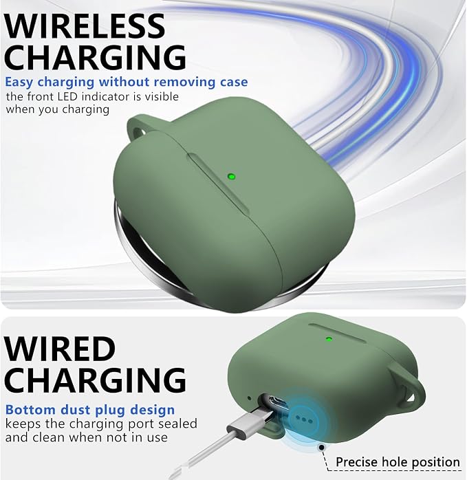Ljusmicker for AirPods 4 Case 2024 with Cleaner Kit,Soft Silicone Protective Cover for Apple AirPods 4th Generation Cases for Women Men,for AirPod 4 Case Accessories with Keychain-Sprout Green
