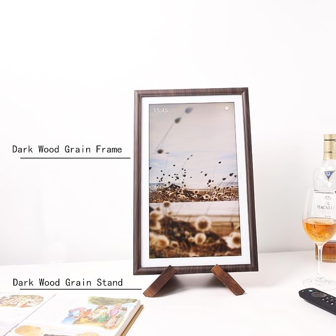 Digital Photo Frame Decoration Frame and Monitor and Tablet Computer Solid Wooden Table Stand,Suitable for Cookbook Stand Holder Display. Digital Photo Frame Decoration Frame (Dark Wood Grain Color)