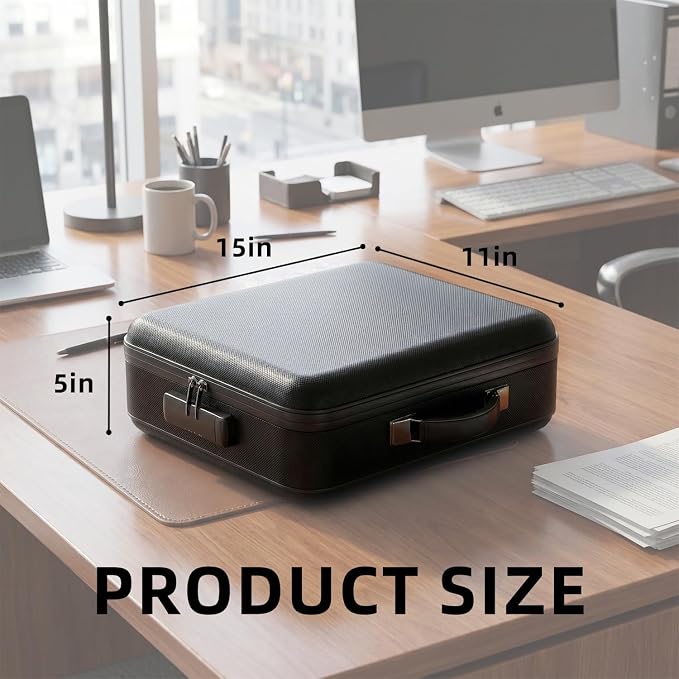 novelinks Fireproof Document Box with Lock, Hard-Shell Portable Waterproof File Box, Travel Accordion File Folder, Home Office Safe File Organizer for Important Documents, Laptop, Passports, Black
