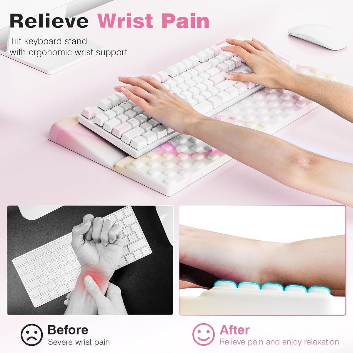 Ospelelf Keyboard Wrist Rest Comfortable Ergonomic Keyboard Stand Riser Holder Pad for Office Home