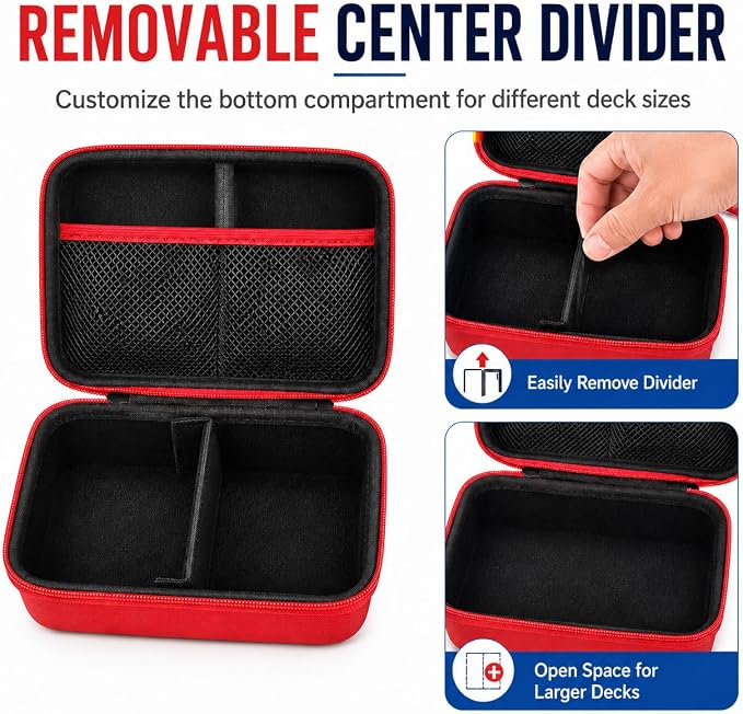 Comecase Cards Holder Case Compatible with SKYJO/for Bicycle Playing Cards/for Five Crowns/for UNO/for Phase 10 Playing Cards, Card Game Storage Organizer Holds Up to 400 Cards - Red(Box Only)